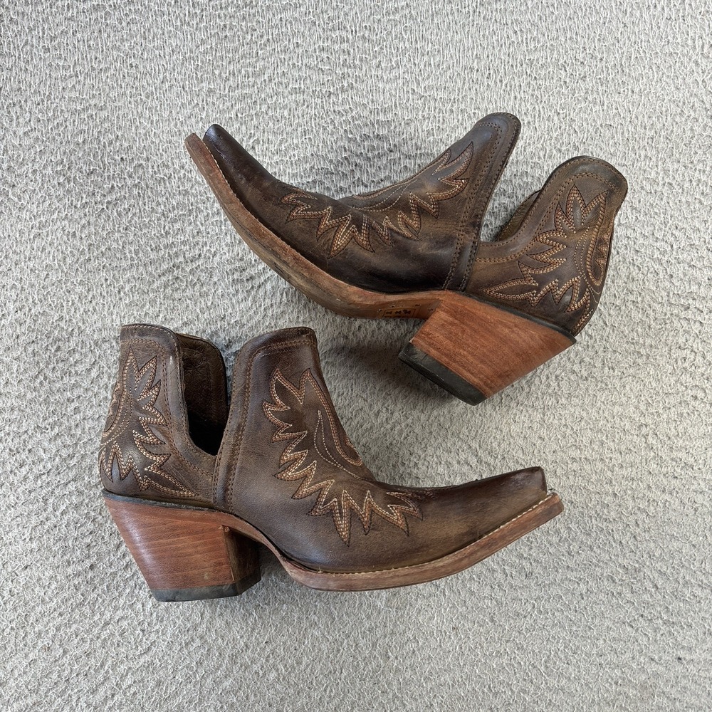 Ariat Dixon Boots Womens 9.5 B Weathered Brown Leather Snip Toe Ankle Booties
